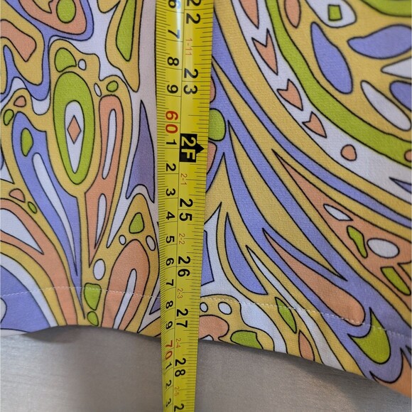 Groovy 60s 70s Multicolored Psychedelic Paisley Long Sleeve Tunic XL Hippie - Picture 5 of 12